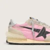 Women's Marathon in pink nylon and beige suede with black printed star