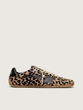 Men's Marathon Speed in beige and black leopard-print pony skin with black leather star