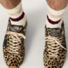 Men's Marathon Speed in beige and black leopard-print pony skin with black leather star