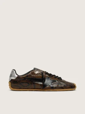Men's Marathon Speed in leather with brown snake print, black star and silver leather heel tab