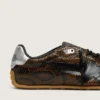 Men's Marathon Speed in leather with brown snake print, black star and silver leather heel tab