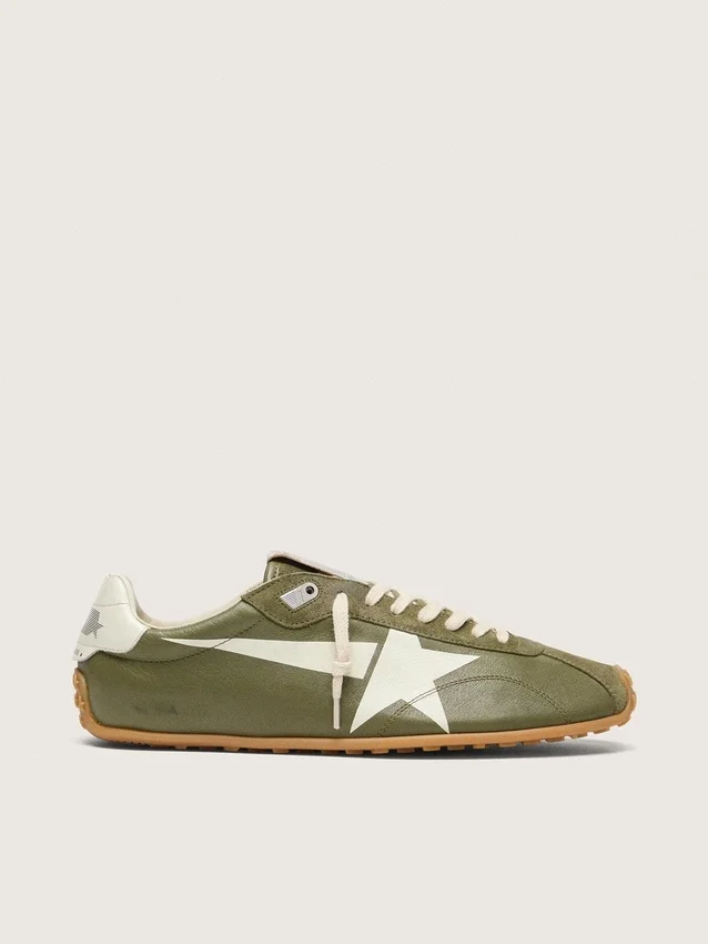 Men’s Marathon Speed in olive-green leather with cream star
