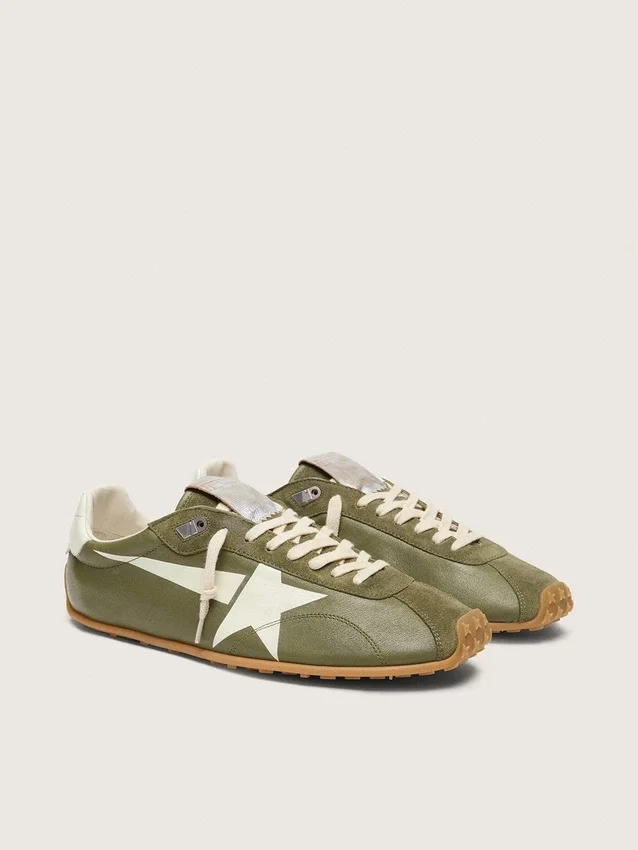 Men’s Marathon Speed in olive-green leather with cream star