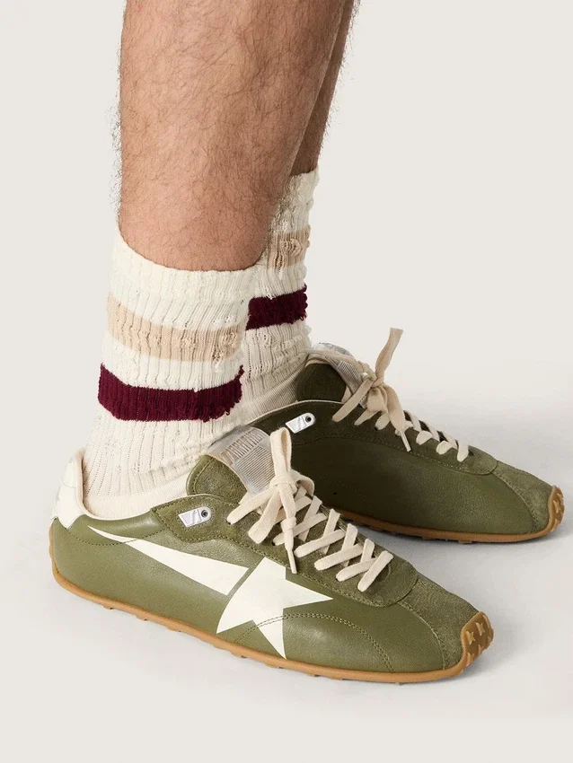 Men’s Marathon Speed in olive-green leather with cream star