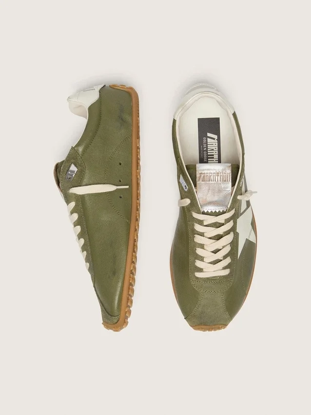 Men’s Marathon Speed in olive-green leather with cream star