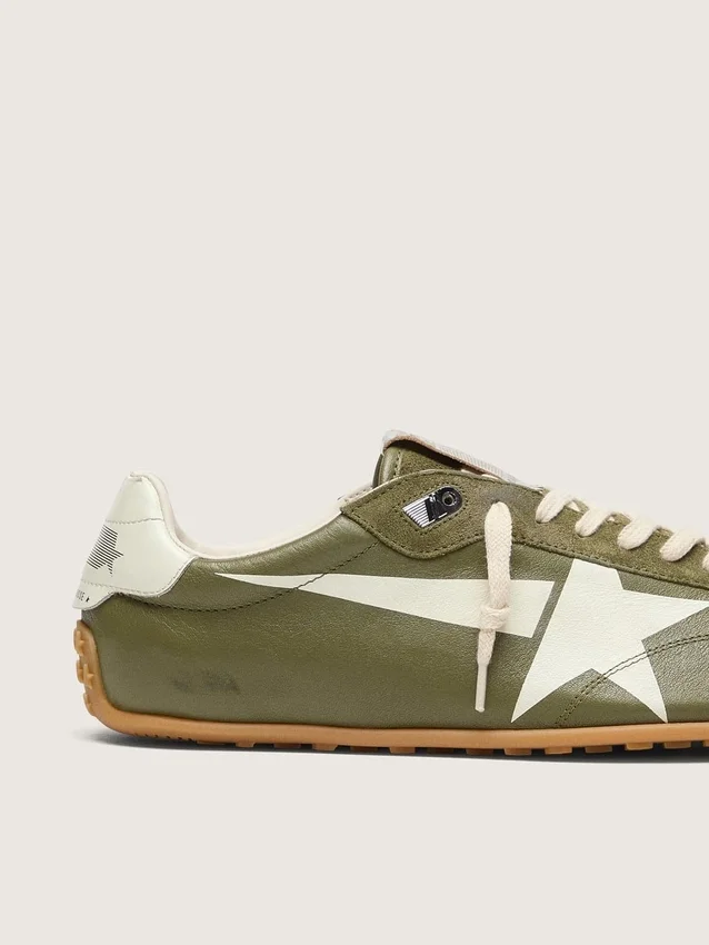 Men’s Marathon Speed in olive-green leather with cream star