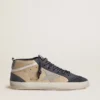 Men's Mid Star in beige and blue suede with gray nappa leather star and white leather flash