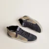 Men's Mid Star in beige and blue suede with gray nappa leather star and white leather flash