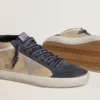 Men's Mid Star in beige and blue suede with gray nappa leather star and white leather flash