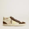 Men's Mid Star in beige glitter with yellow suede star and cotton flash