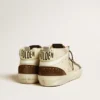 Men's Mid Star in beige glitter with yellow suede star and cotton flash