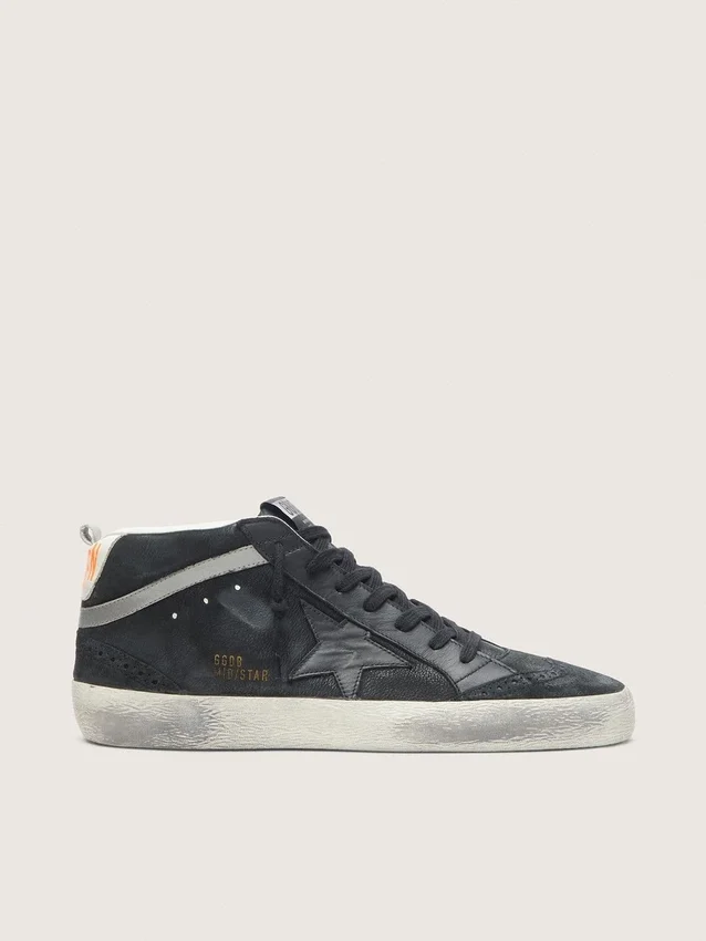 Men's Mid Star in nubuck with black leather star and silver flash