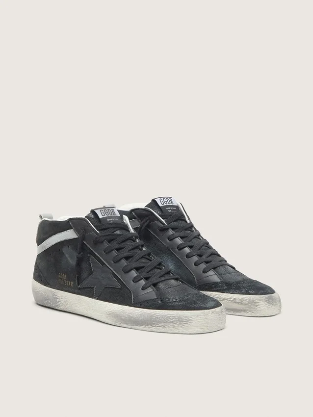 Men's Mid Star in nubuck with black leather star and silver flash