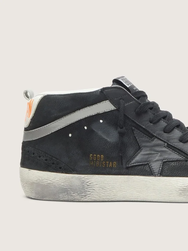 Men's Mid Star in nubuck with black leather star and silver flash