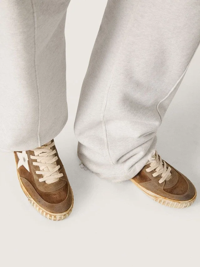 Men's Mid Star LAB in rust-colored suede with white leather star
