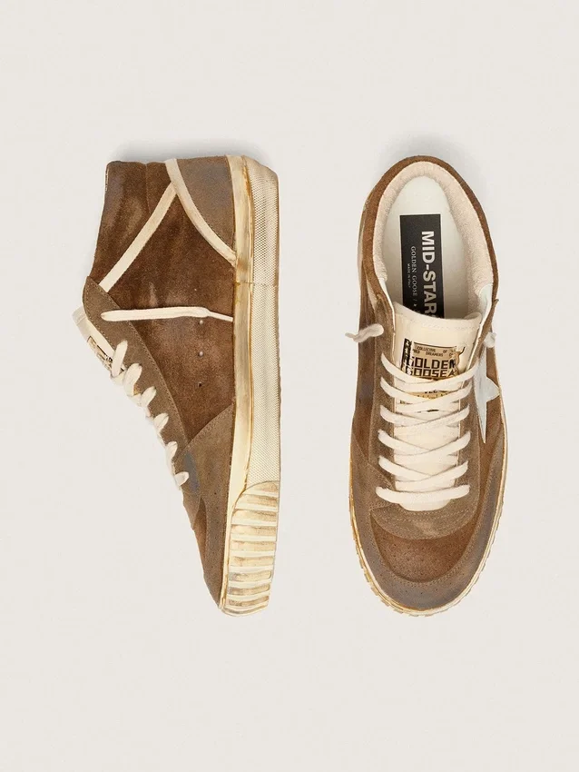 Men's Mid Star LAB in rust-colored suede with white leather star