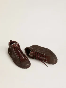 Men’s Mid Star Ski in brown suede with leather star and suede heel tab