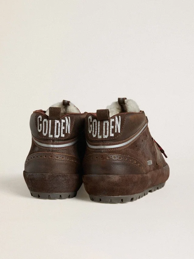 Men's Mid Star Ski in brown suede with leather star and suede heel tab