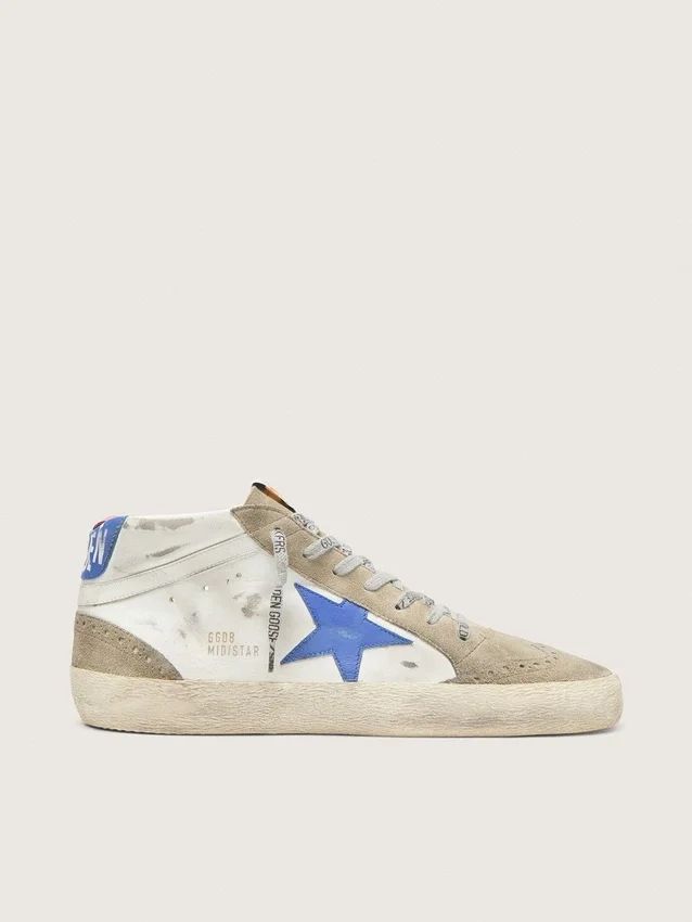 Men's Mid Star with blue leather star and dove-gray suede inserts