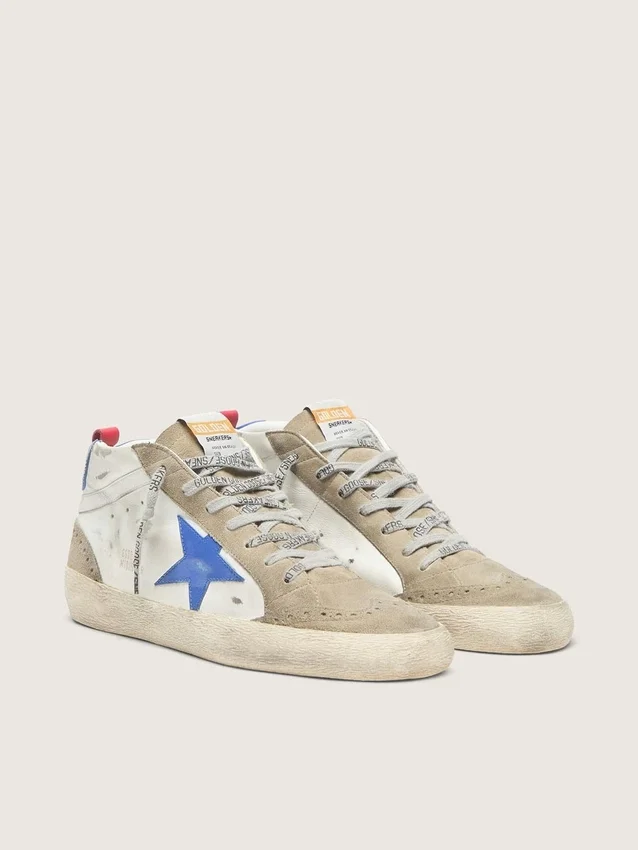 Men's Mid Star with blue leather star and dove-gray suede inserts