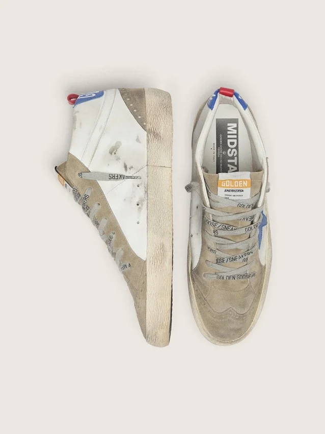 Men's Mid Star with blue leather star and dove-gray suede inserts