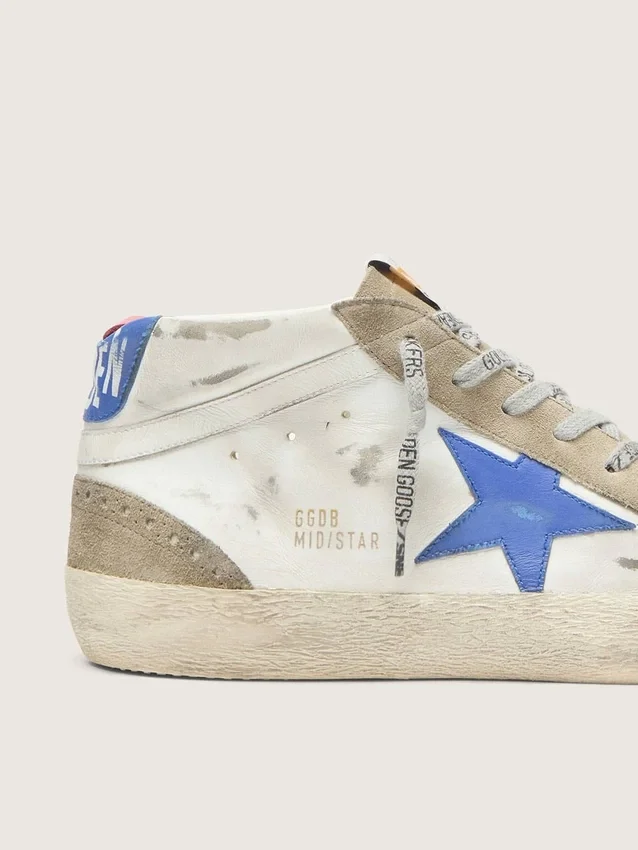 Men's Mid Star with blue leather star and dove-gray suede inserts