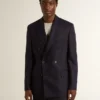 Men's midnight blue wool double-breasted blazer
