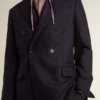 Men's midnight blue wool double-breasted blazer