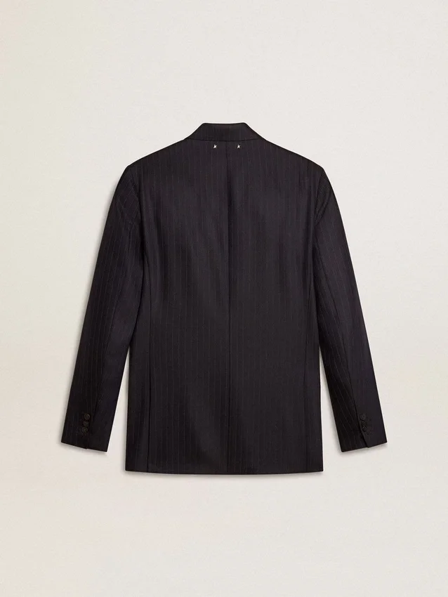 Men's midnight blue wool double-breasted blazer