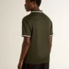 Men's military-green jersey polo with embroidery