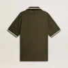 Men's military-green jersey polo with embroidery