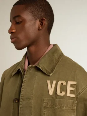 Men’s olive-colored cotton shirt