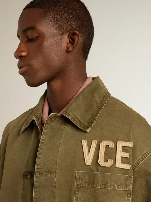Men's olive-colored cotton shirt
