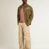 Men's olive-colored cotton shirt