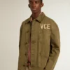 Men's olive-colored cotton shirt