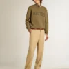 Men's olive green sweatshirt with Golden lettering