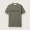 Men's olive green T-shirt with Golden lettering