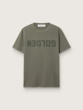 Men's olive green T-shirt with Golden lettering