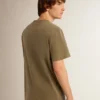 Men's olive green T-shirt with Golden lettering