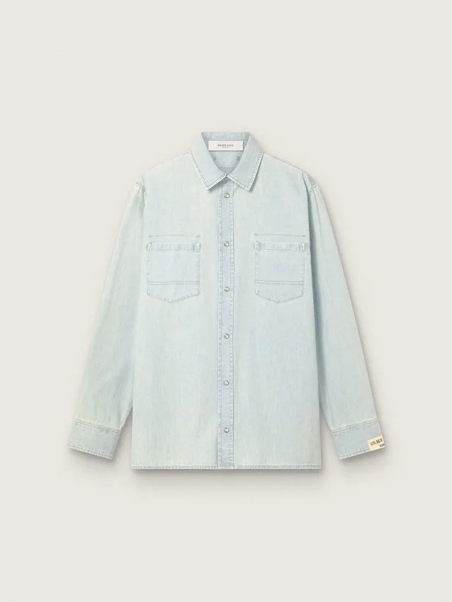 Men’s overshirt in light blue denim