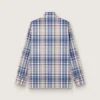 Men's oversized shirt in indigo and beige checked cotton