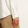 Men’s oversized worn-white shirt with vertical stripes