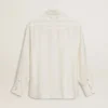 Men’s oversized worn-white shirt with vertical stripes