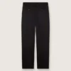 Men's pants in black cool wool with satin side stripe