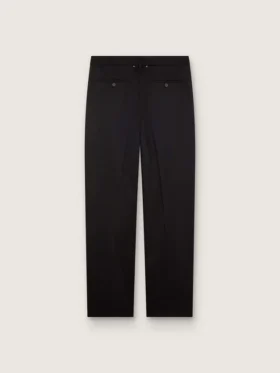 Men’s pants in black cool wool with satin side stripe