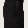 Men's pants in black cool wool with satin side stripe
