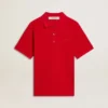 Men's polo shirt in red cotton piquet