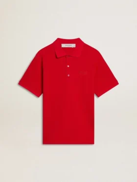 Men's polo shirt in red cotton piquet