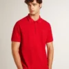 Men's polo shirt in red cotton piquet