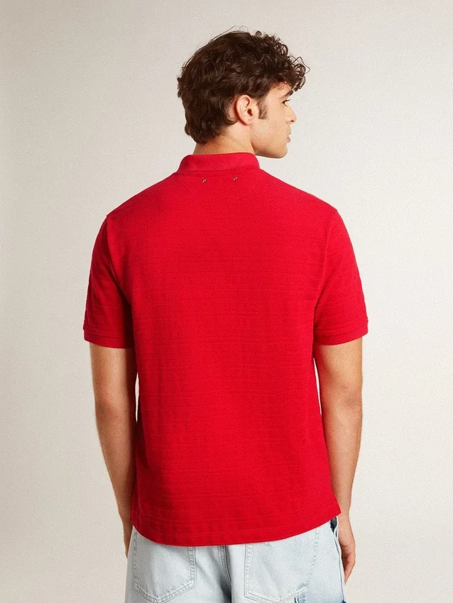 Men's polo shirt in red cotton piquet